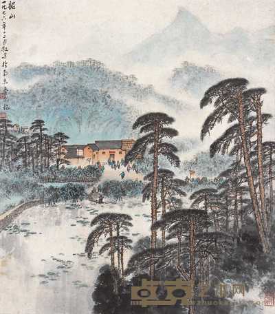 秦剑铭 1976年作 韶山 立轴 56.5×49cm